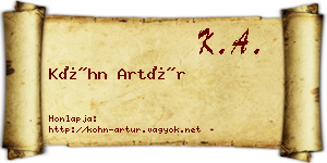 Kóhn Artúr névjegykártya